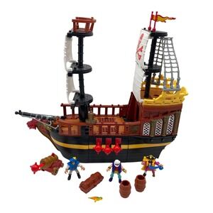 Fisher Price Imaginext Pirate Ship Play Set with Figures Cannon Treasure‎ Chest